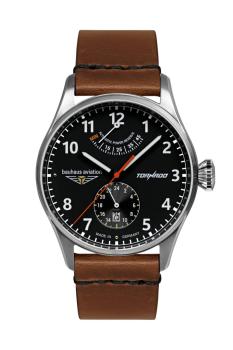 Bauhaus Aviation Herrenuhr Automatik mit Gangreserveanzeige und Lederarmband